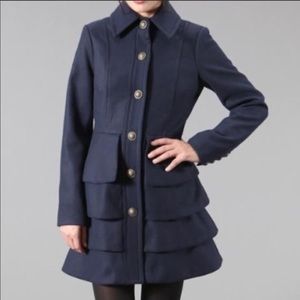 BB Dakota Tiered Military Style Navy Coat S